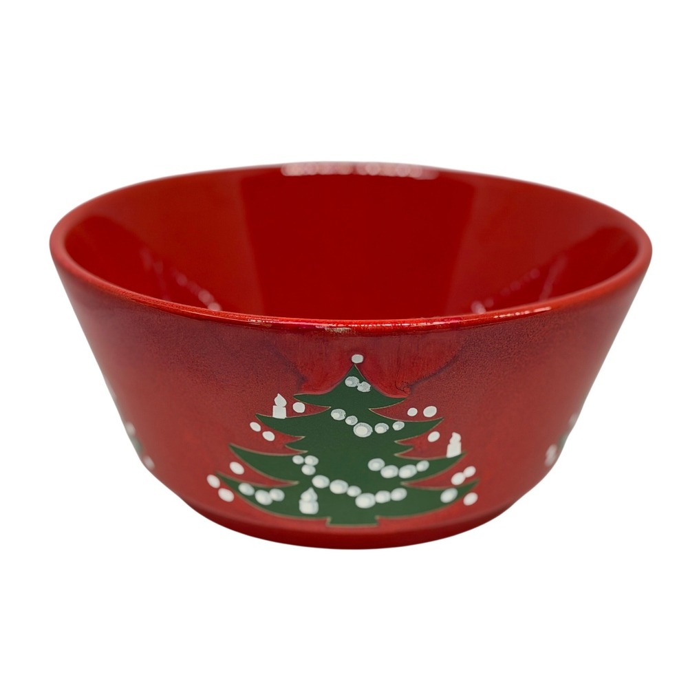 VTG Waechtersbach Christmas Tree Serving Bowl Red‎ Germany Retro Earthenware MCM